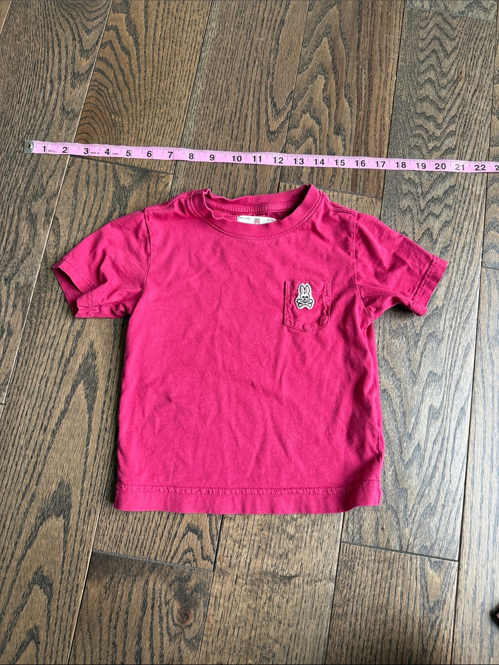 Psycho Bunny Kids Short Sleeve Tee in HotPink Pocket Bunny Patch 2T 18-24 unisex - Picture 2 of 7